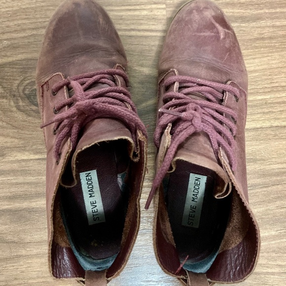 Steve Madden Burgundy Rubin Ankle Boots Booties Women's Size 8.5M Leather - Picture 5 of 11